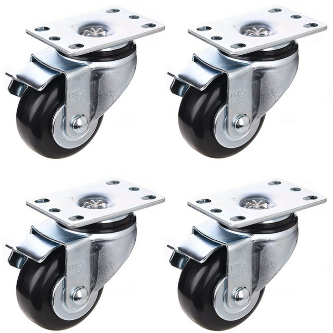 T-REX CASTER 旋轉煞車腳輪 104 x 64 x 95 mm 聚氨酯 黑色 P503S-2B DB, 4個