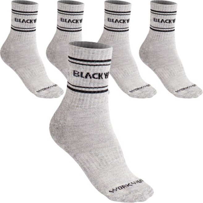BLACK YAK WORK WEAR 男士日常健走登山襪5雙組, 灰色, 1套