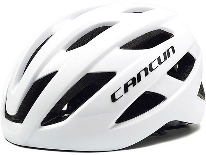 Cancun 新款亞洲版型一體成型空氣力學超輕量自行車安全帽 220g, 亮面白