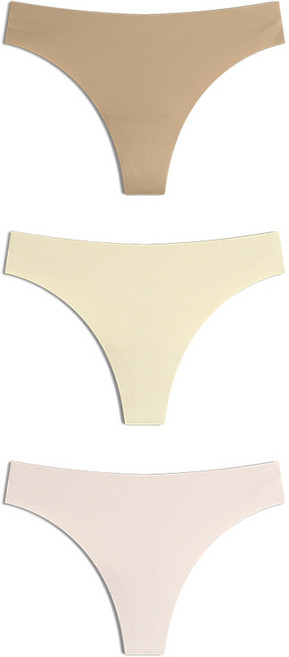MALAMUTE 無痕舒適彈性T字褲3件組, 混合B(古銅米色,米色,膚色)