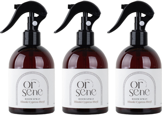 Orsene 室內噴霧 織物除臭劑 正裝, 300ml, 3個, 扁柏木輪
