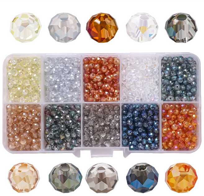 allode 閃亮玻璃水晶 DIY 串珠 4mm 1000p 套組, 款式 01, 1套