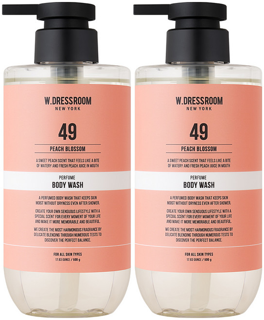 W.DRESSROOM 多麗絲 香水沐浴乳 49 蜜桃花香, 500g, 2個