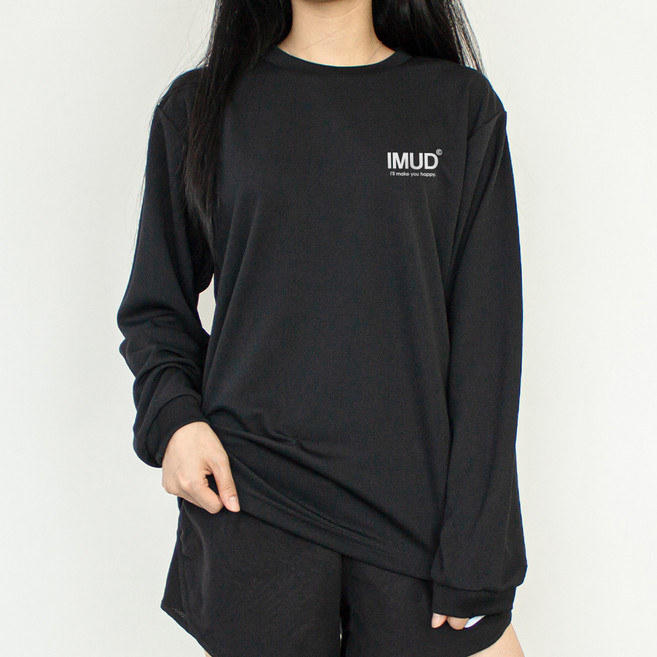 Humble Studio 男女通用涼感運動服 聚酯纖維 涼感透氣長袖T恤 IMUD_10, 黑色