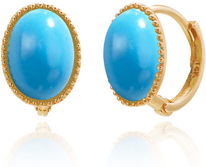 SEMI JEWELRY 女性14K彩色石英土耳其石易扣式耳環 + 提袋