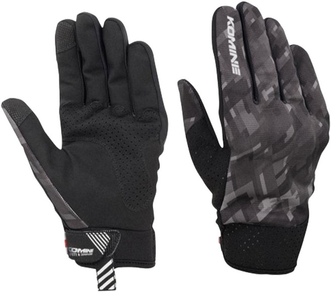 KOMINE 夏季摩托車網眼手套 雙手套組 GK-233, PLAID BLACK