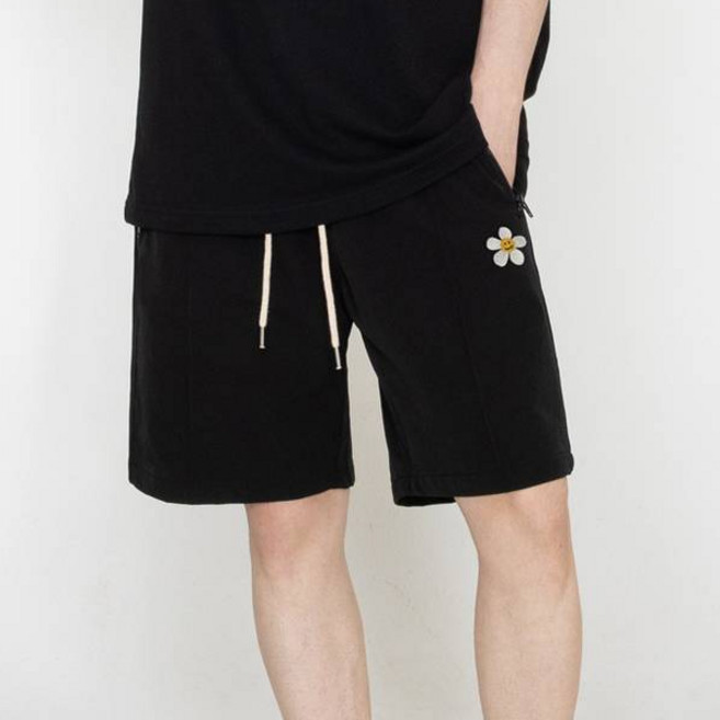 GRAVER UNISEX 拉鍊直筒白色花卉短褲