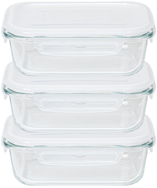 alpremio 長方形玻璃密封容器, 3個, 單品