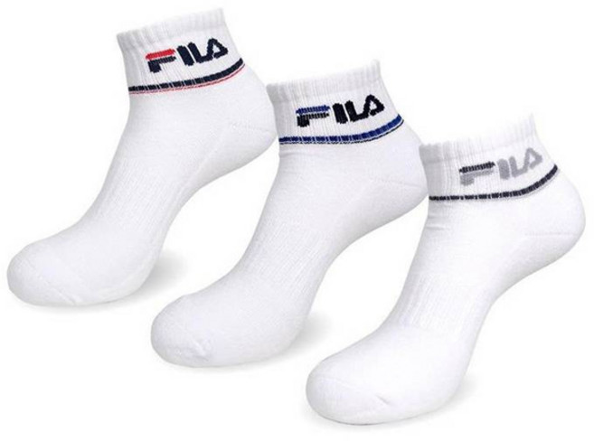 FILA 斐樂 高爾夫男士運動短筒踝襪禮盒組3雙, 白色 + 紅色, 白色 + 藍色, 白色 + 灰色