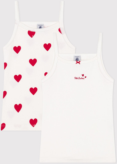PETIT BATEAU 小帆船 女童愛心棉質細肩帶上衣兩件組 NUS23VE32FRD