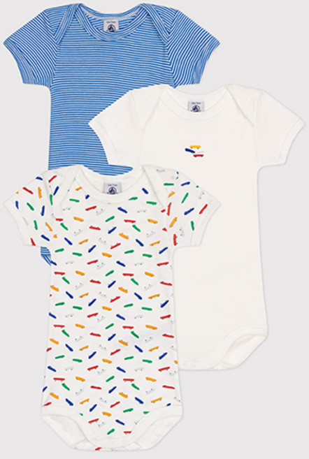 PETIT BATEAU 小帆船 嬰幼兒滑板連身衣3件組 NUM43NB84FMC