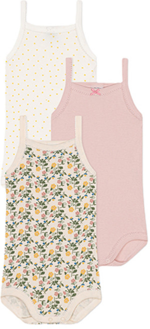 PETIT BATEAU 小帆船 嬰幼兒透氣花朵無袖棉質連身衣3件組 NUM43NB75FMC