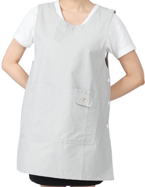 SF FASHION 附口袋輕薄圍裙 連身裙式罩衫 制服 M, 淺灰色(SAE215), 1個