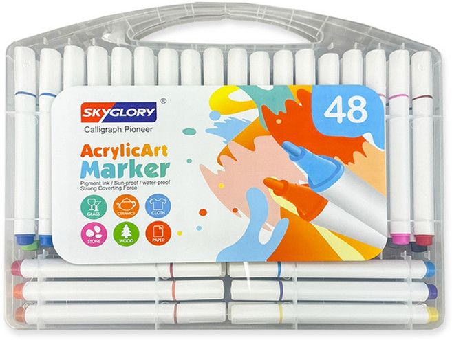 SKYGLORY 東亞PMS 三角壓克力藝術麥克筆組, 1套, 48色