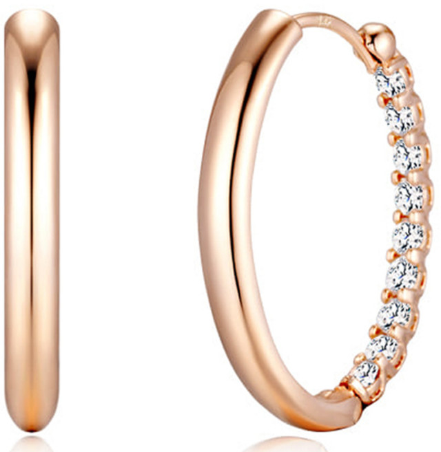 Elle Accessories 女款14K立方鑲鑽圈形耳環 ELGPEE492
