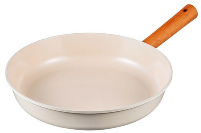 TAMSAA 電磁爐適用 陶瓷塗層木單柄平底鍋, 28cm, 1個