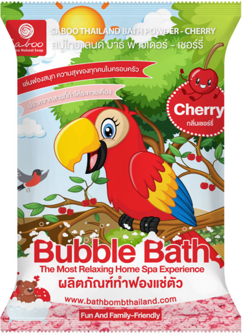 Saboo 台灣公司貨 泡沫沐浴粉 CHERRY 櫻桃, 100g, 1包