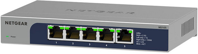 NETGEAR 5埠多功能Gigabit 2.5G乙太網路非網管型交換器, MS105