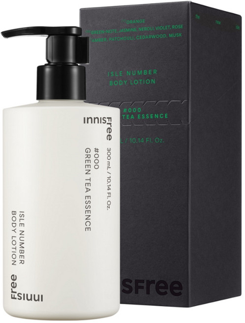 INNISFREE Isle Number身體乳 綠茶水潤精華款, 300ml, 1瓶