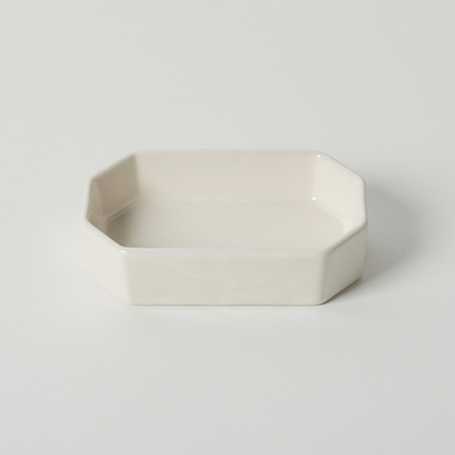 韓國製造陶瓷八角小菜盤, 1個, Ivory