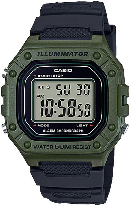 CASIO 卡西歐 男士數位電子手錶 W-218H + 液晶螢幕保護貼套組
