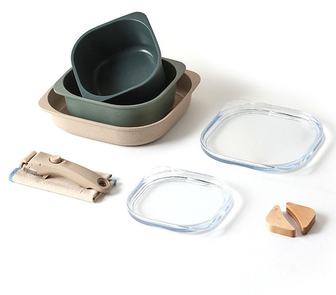 nEOFLam FIKA Objet Comfort Botanic Green 電磁爐鍋具3件組, 混合顏色, 1套, 廚具6件組