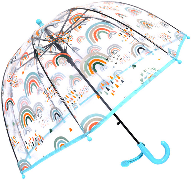 SKIND 幼童透明彩虹圓頂雨傘