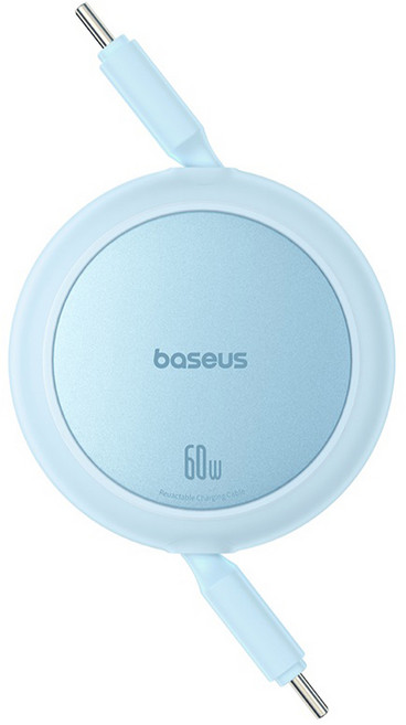 Baseus 倍思 最新型 Type C 60W PD超高速迷你捲盤充電線, 1個, 1m, 藍色