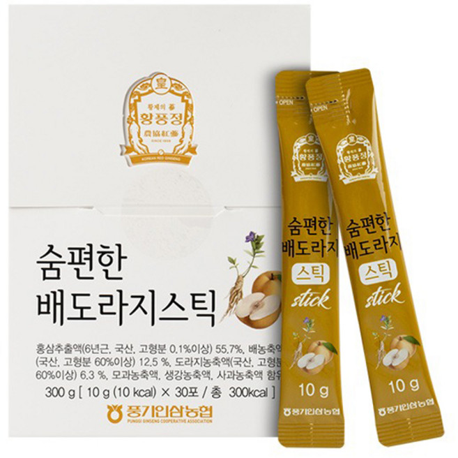 Korean Red Ginseng 豐基人蔘農協 順暢呼吸梨桔梗條, 300g, 1盒