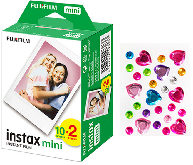 FUJIFILM 富士 instax mini 底片 20張 + 寶石貼紙, 單一商品, 1組