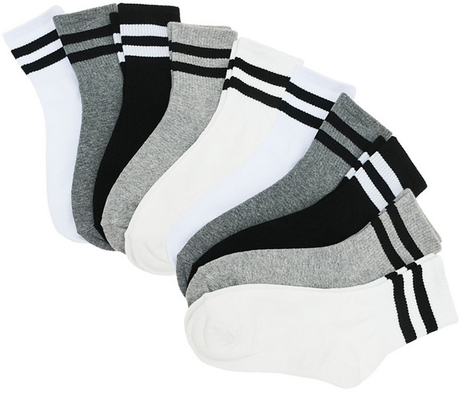 Rainbow Socks 雙線條紋中筒襪 2雙 5件組