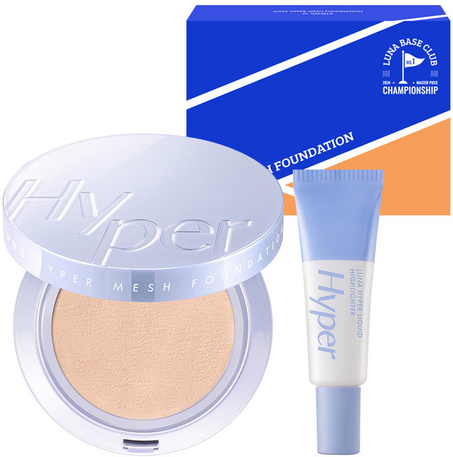 LunA Hyper Mesh 粉底液 正裝 13g + Hyper Liquid 提亮液 8g 套組, 1個, 0.7 象牙白