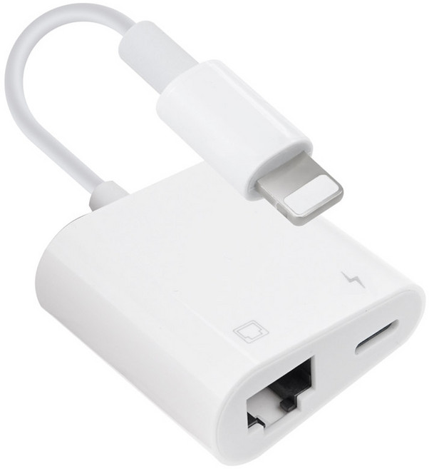 Coms iOS 8Pin 乙太網路轉接器 RJ45 8-pin 有線網卡 輔助電源 IF757, 1個