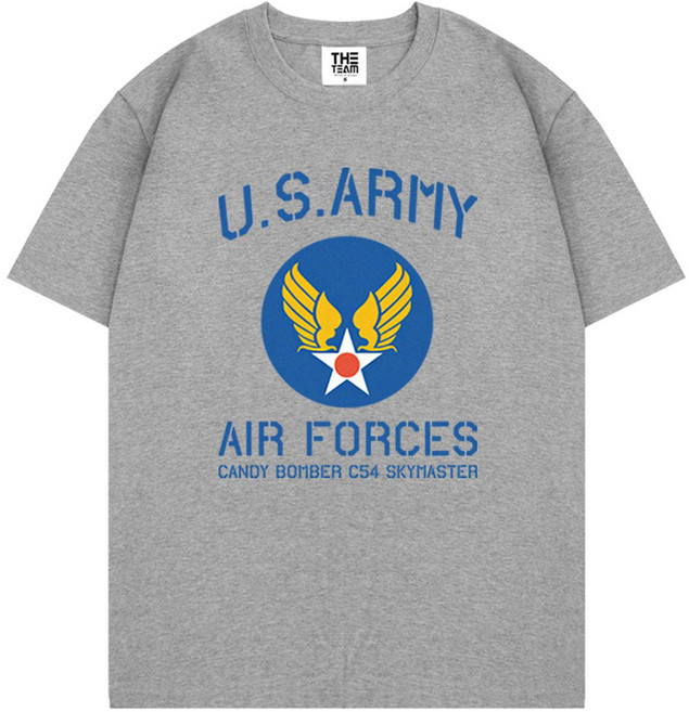 AIR FORCE 大尺碼 20支 透氣 短袖 印花 T恤, 灰色