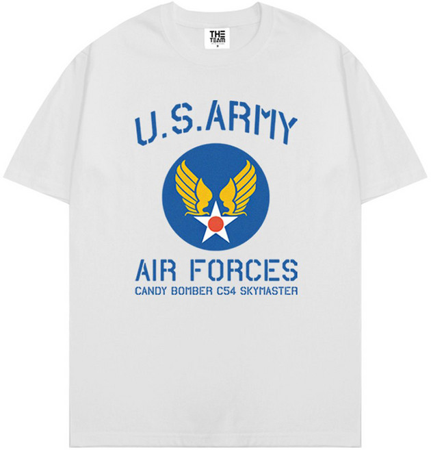 AIR FORCE 大尺碼 20支 透氣 短袖 印花 T恤, 白色