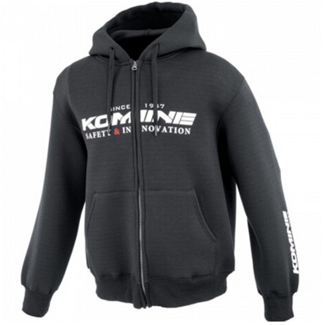 KOMINE 冬季連帽拉鍊外套 氯丁橡膠 JK-402, 黑色