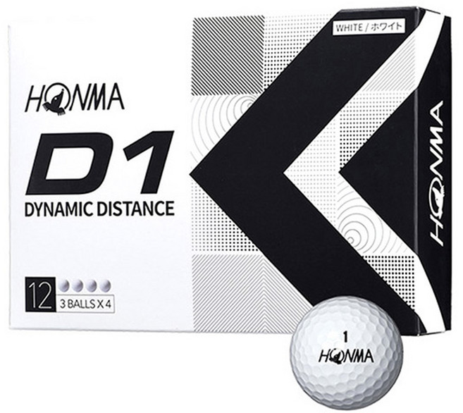 HONMA Golf 本間高爾夫 D1 Dynamic Distance 2層高爾夫球, 12顆, 白色, 1盒