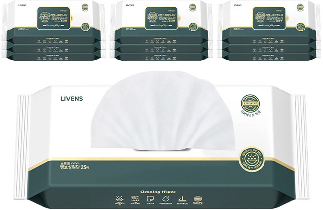 LIVENS 強力潔淨小蘇打濕拖清潔布 特大款 25入, 10個
