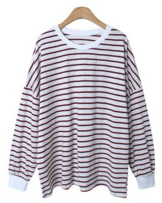 CHICBLACK Syria 條紋撞色Oversize日常大學T cpt16210k51