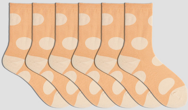 SOCKS FACTORY 女性大圓點中筒襪 6雙入