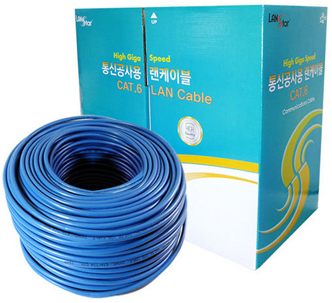 LAN Star CAT6 UTP 單芯製作專用網路線 LS-6UTP-300MB, 藍色, 1個, 300m