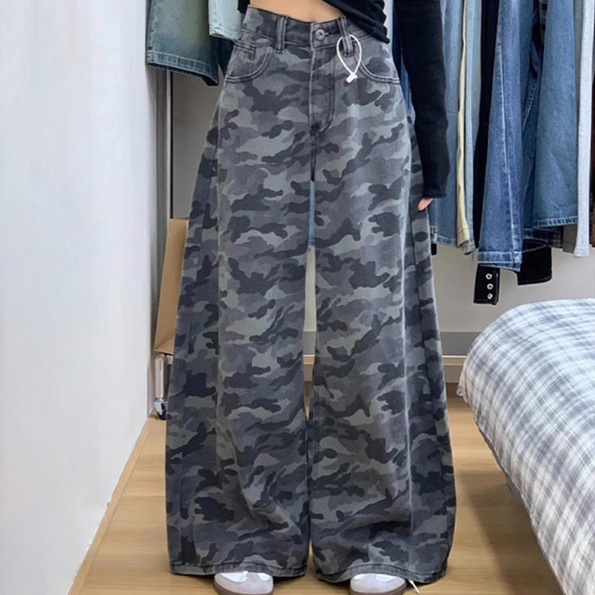 Goodif 女款軍裝風寬版丹寧褲