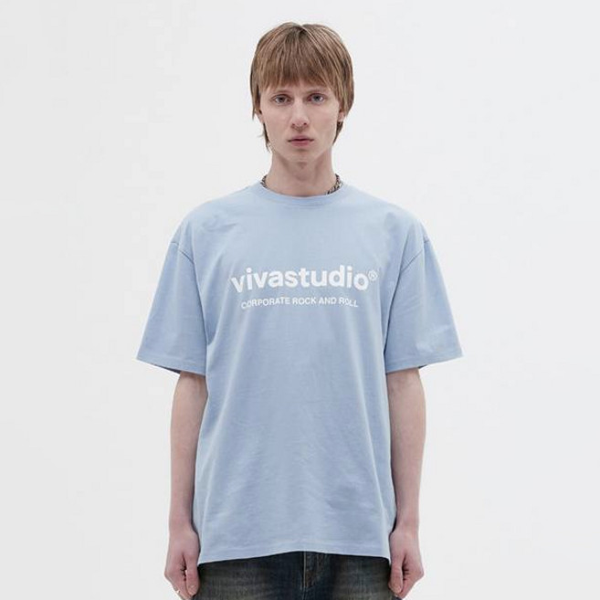 vivastudio 男女通用 原創Logo短袖T恤, SKY