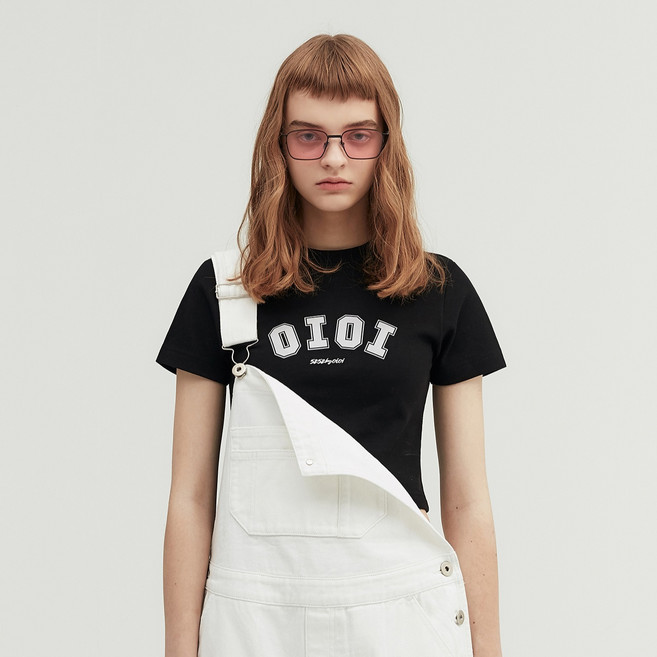 5252 BY OiOi 女款 SIGNATURE CROP T-SHIRTS OI1C2OTS21, 黑色