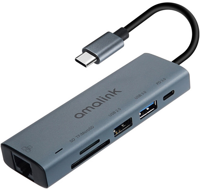 amalink USB Type C 多功能集線器 PD 連接埠 RJ45 乙太網路 FW839, 單一顏色, 1個