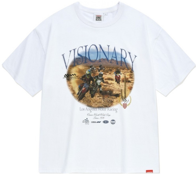 VISION STREET WEAR Motor Sport T恤 VS2402ST02, 白色