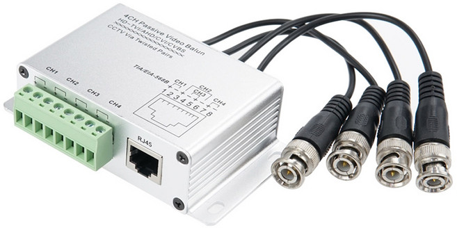 Coms BNC 中繼器 4通道 CCTV 訊號延長 Balun RJ45 端子, BD991, 1個