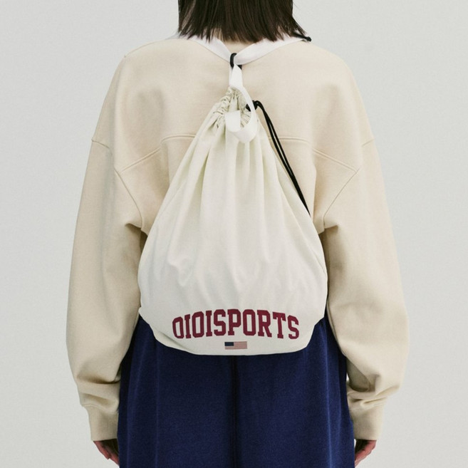 Oioicollection 女用 FLAG LOGO GYM SACK 後揹包 OI1A1SBA21, 象牙白色