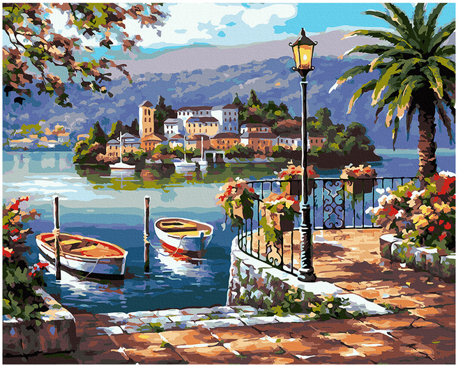 ArtLife 藝術生活 DIY 數字油畫 含框 DT153 50 x 40cm, 夏日港灣, 1組