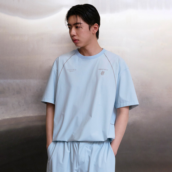 Beentrill UV科技寬鬆版短袖T恤 BA242WT010, 天空藍
